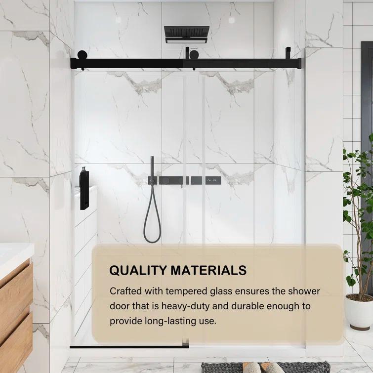72'' - W x 76'' H Door Frameless Shower Door with Clear Glass