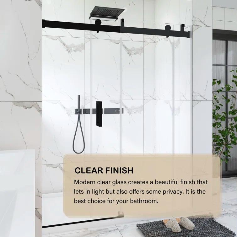 72'' - W x 76'' H Door Frameless Shower Door with Clear Glass