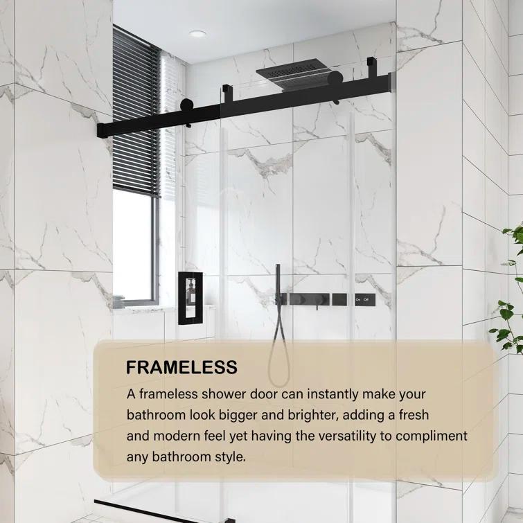 72'' - W x 76'' H Door Frameless Shower Door with Clear Glass