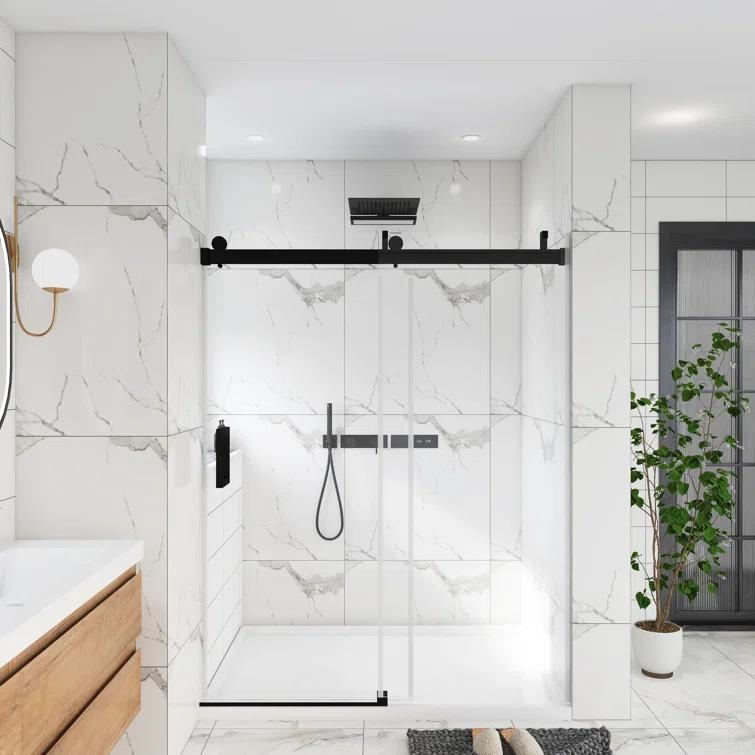 72'' - W x 76'' H Door Frameless Shower Door with Clear Glass