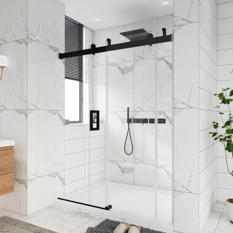 72'' - W x 76'' H Door Frameless Shower Door with Clear Glass