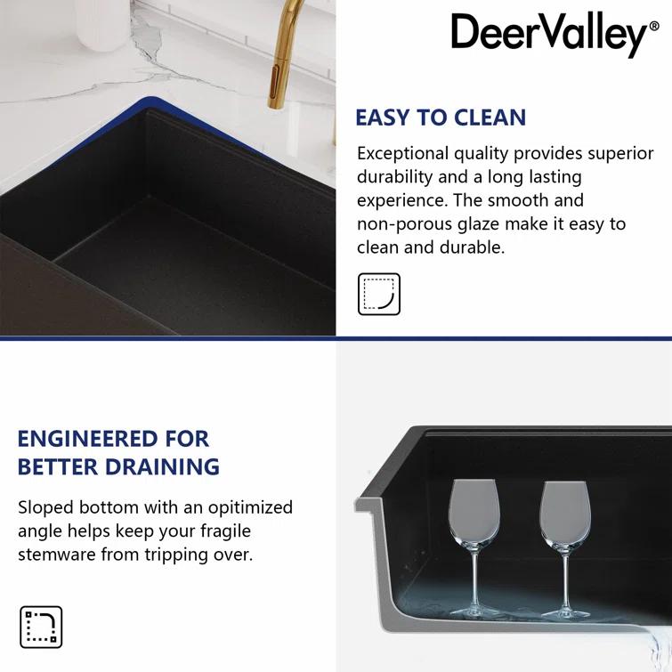 30-inch L Single Bowl Concrete Workstation Farmhouse Kitchen Sink Large Capacity Deep Dual Mount with Accessories