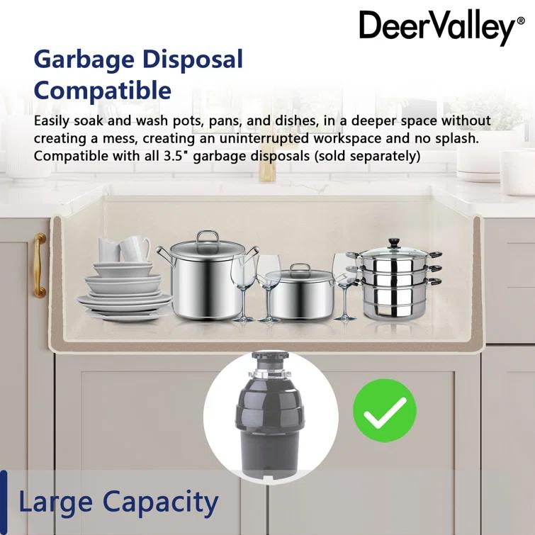 30-inch L Single Bowl Concrete Workstation Farmhouse Kitchen Sink Large Capacity Deep Dual Mount with Accessories