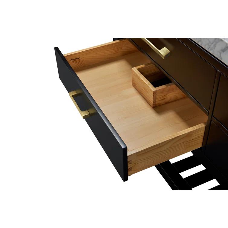 Ancerre Designs Elizabeth 48" Wood Bathroom Vanity Set in Black Onyx