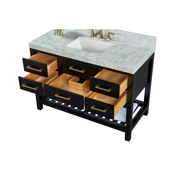 Ancerre Designs Elizabeth 48" Wood Bathroom Vanity Set in Black Onyx