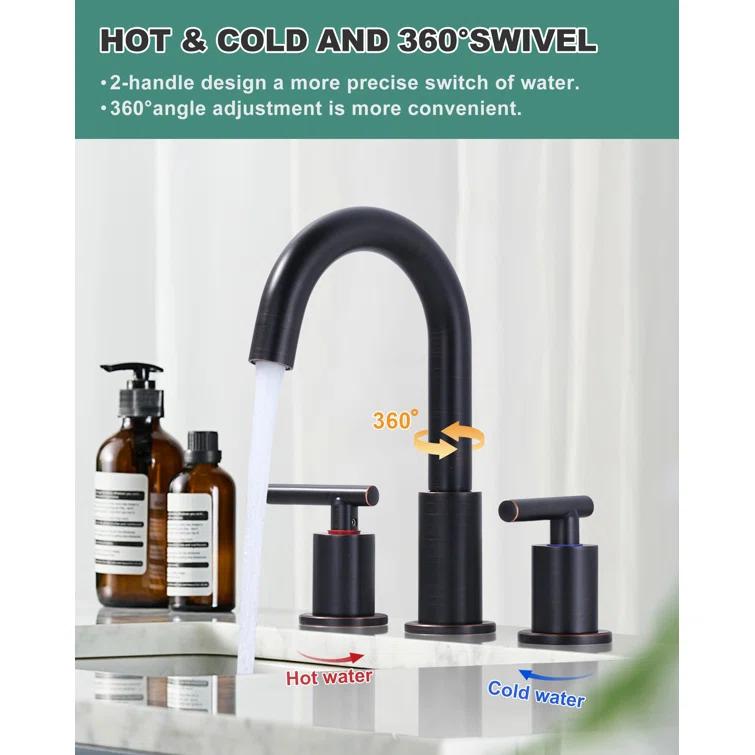 Widespread Bathroom Faucet 2-handle Bathroom Sink Faucet with Drain Assembly