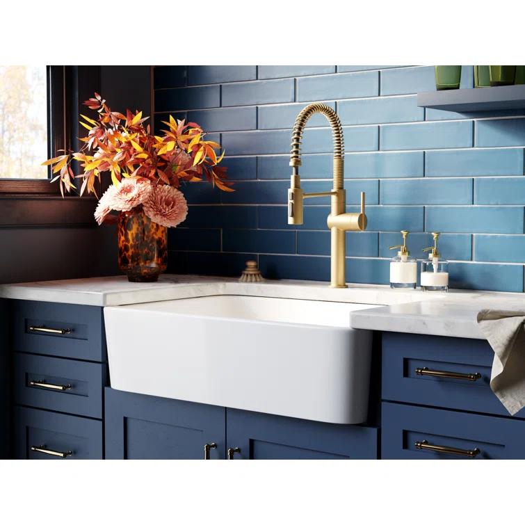 Ironridge 34" Undermount Single-Bowl Farmhouse Cast Iron Kitchen Sink with Apron Front