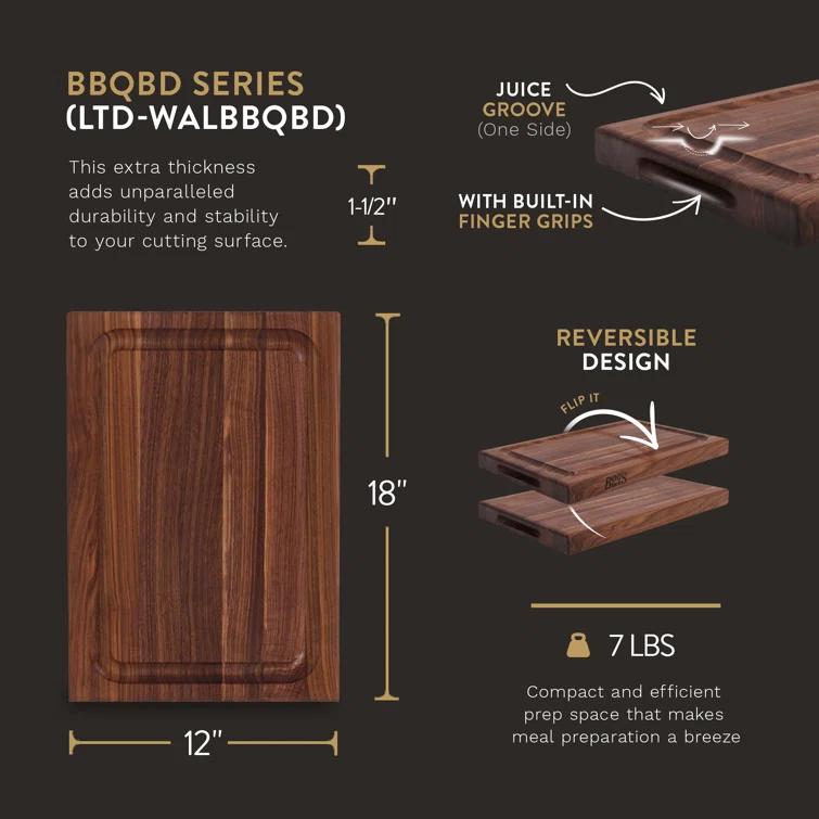 John Boos John Boos Reversible 18" Barbecue Carving Cutting Board w/ Juice Groove, Walnut