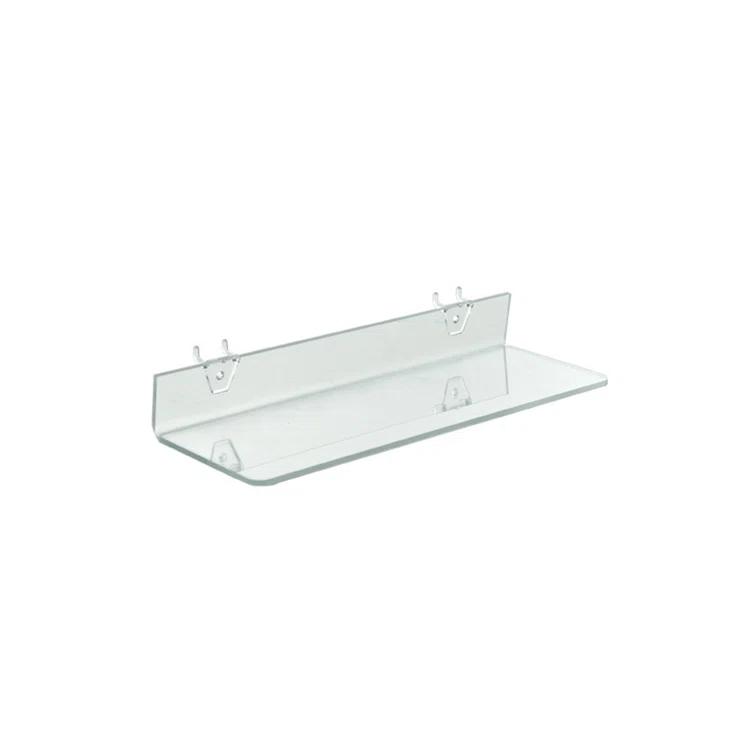 Clear Acrylic Shelf for Pegboard & Slatwall 16" x 4" x 2", 4-Pack