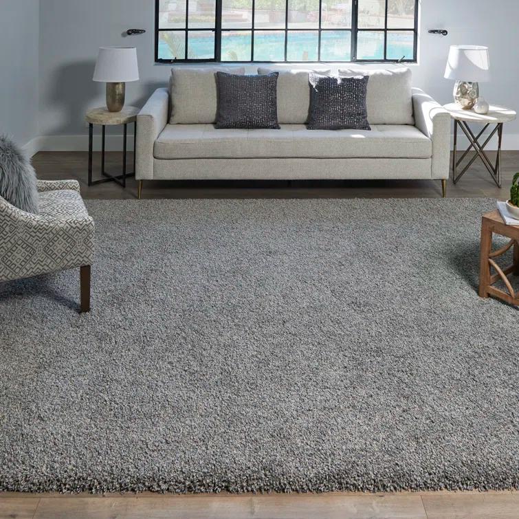 Gertmenian Ultimate Shag Modern Solid Color Gray Polypropylene Thick Plush Shag Area Rug
