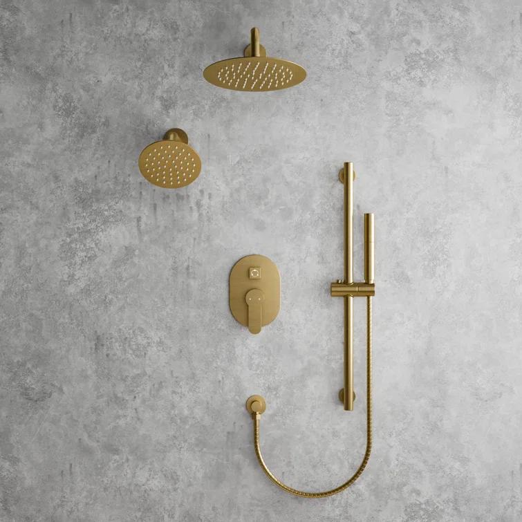 DualJetSpa 3-Function Round 10" & 6" Dual Shower Faucet System with Pressure Balancing Rough-In Valve