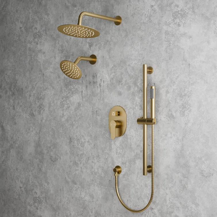 DualJetSpa 3-Function Round 10" & 6" Dual Shower Faucet System with Pressure Balancing Rough-In Valve