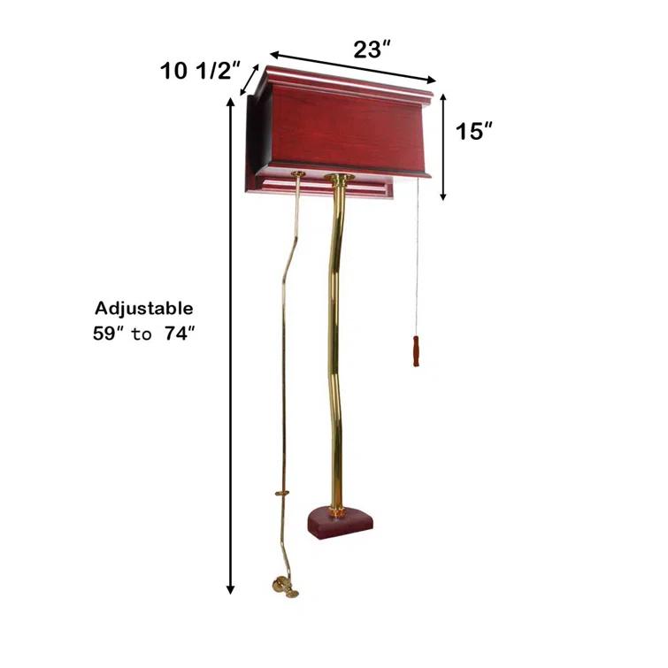 The Renovators Supply High Tank Pull Chain Toilet Conversion Kit Cherry Wooden (Seat Not Included)