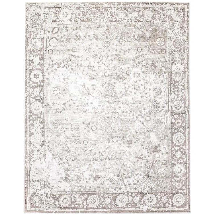 Wellington Hand Knotted Silk Oriental Area Rug in Mist