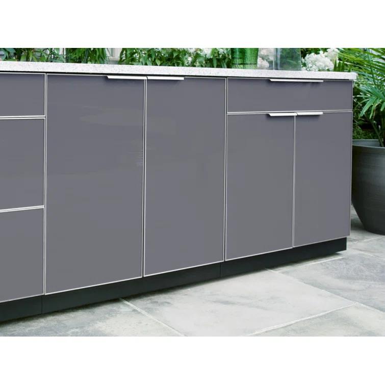 Outdoor Kitchen Aluminum 5 Piece Cabinet Set with 40 in. Liquid Propane Gas Performance Grill