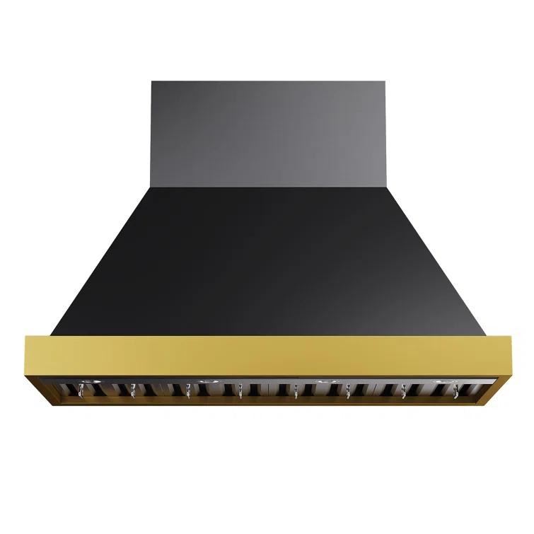 48 in. 800 CFM Wall Mounted Range Hood with Gold Accents