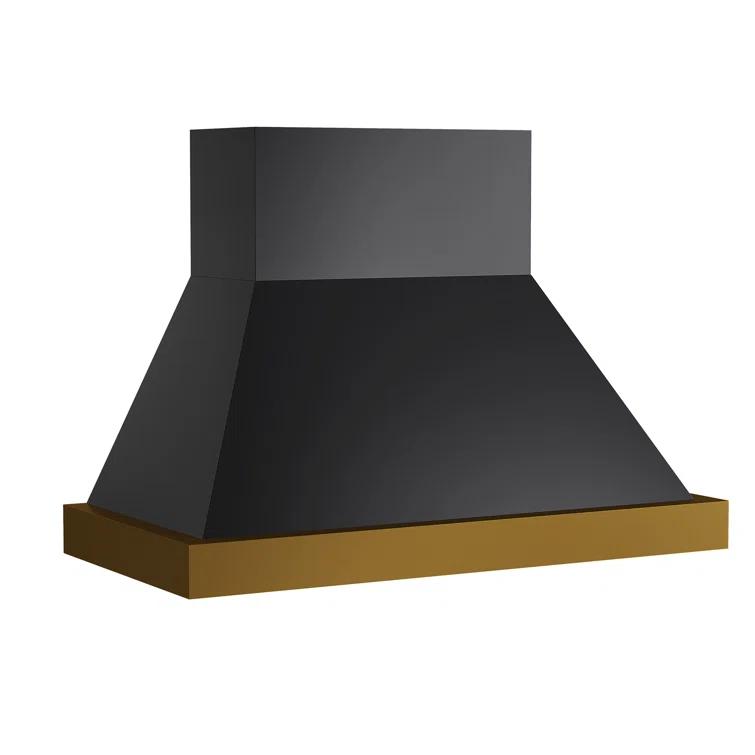 48 in. 800 CFM Wall Mounted Range Hood with Gold Accents