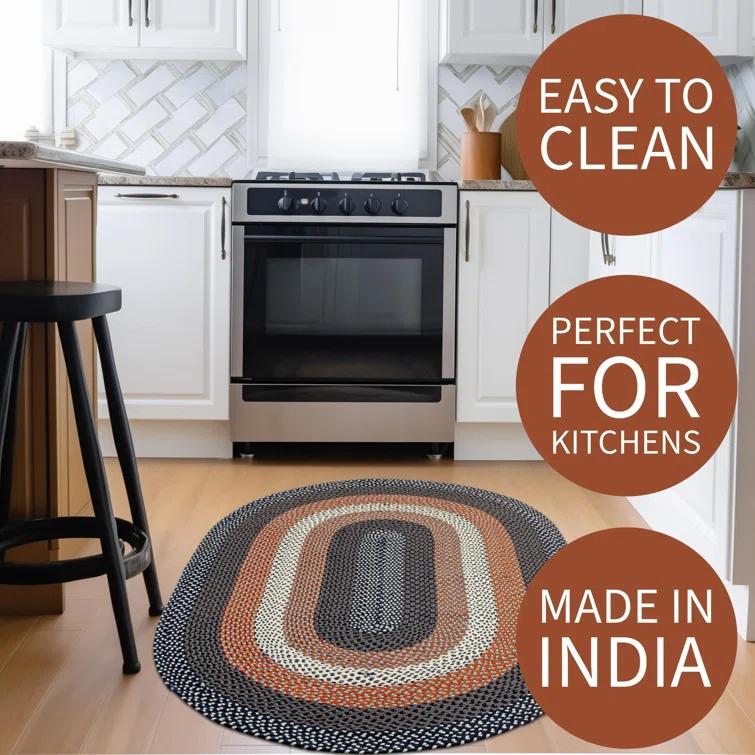 Enika Hand Braided Red/Blue Area Rug