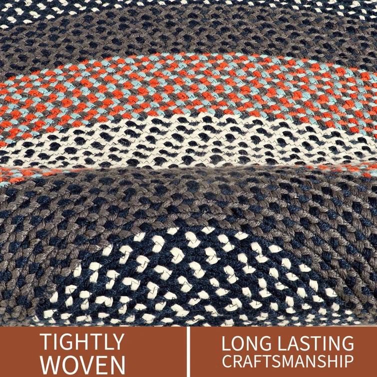 Enika Hand Braided Red/Blue Area Rug
