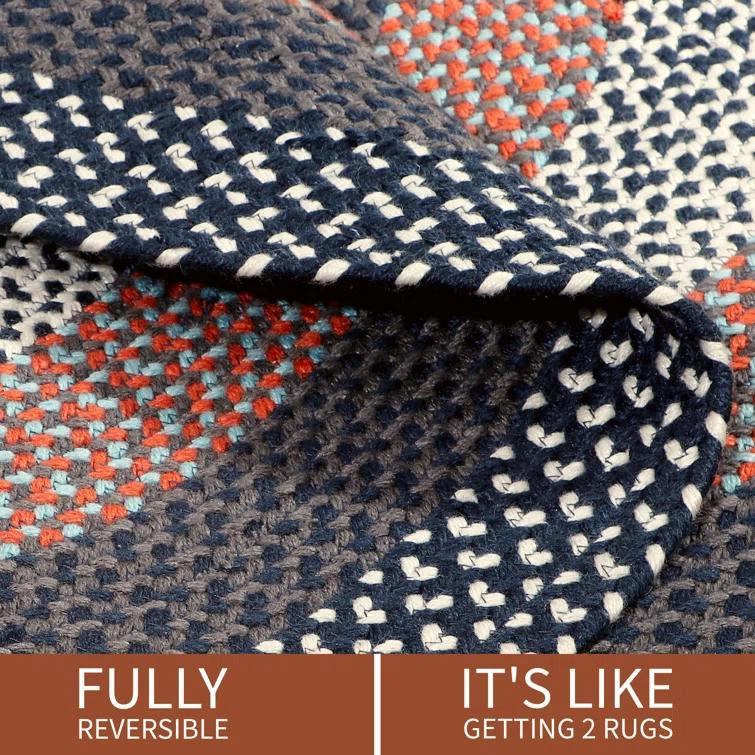 Enika Hand Braided Red/Blue Area Rug