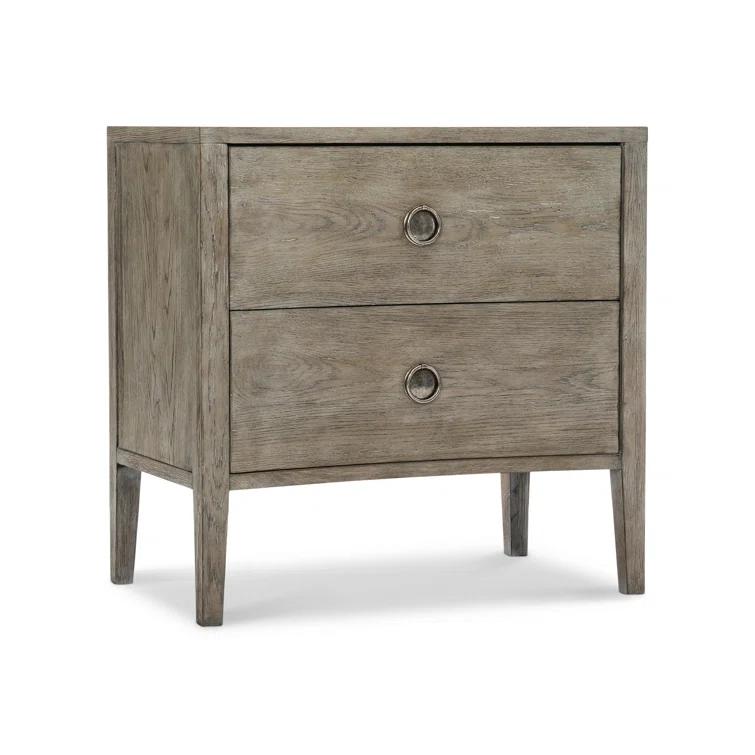 Gray Transitional 2 Drawer Nightstand with USB Ports