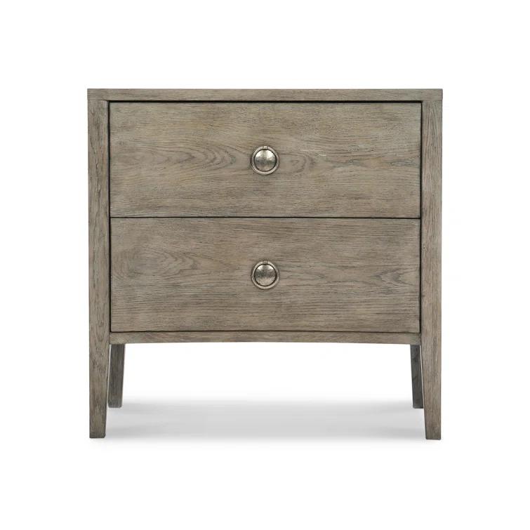 Gray Transitional 2 Drawer Nightstand with USB Ports