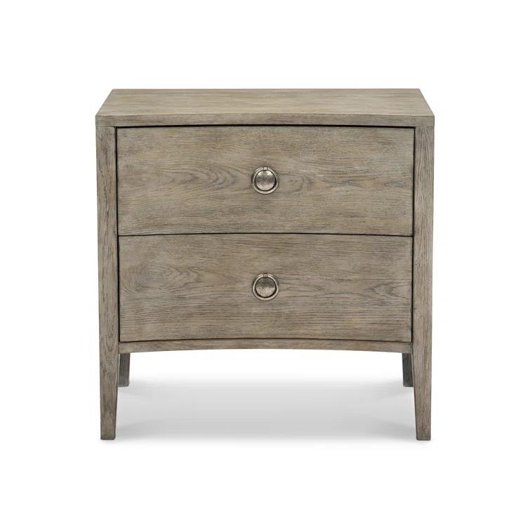 Gray Transitional 2 Drawer Nightstand with USB Ports