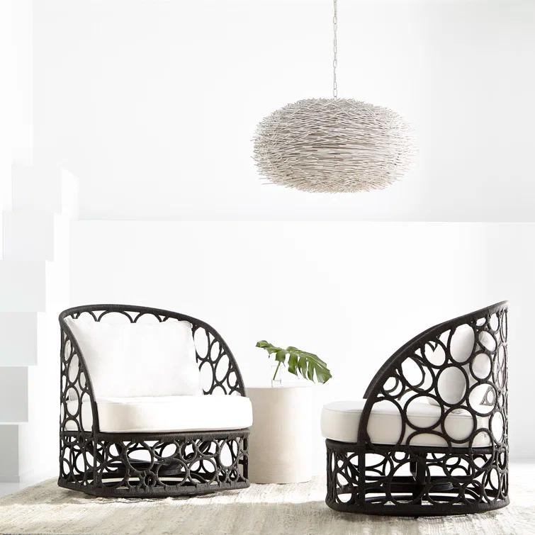 Bernhardt Bali Swivel Wicker Outdoor Lounge Chair