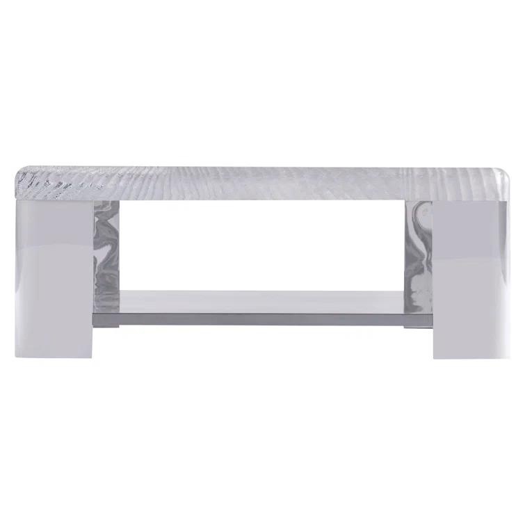Silver Square Metal and Acrylic Transitional Cocktail Table