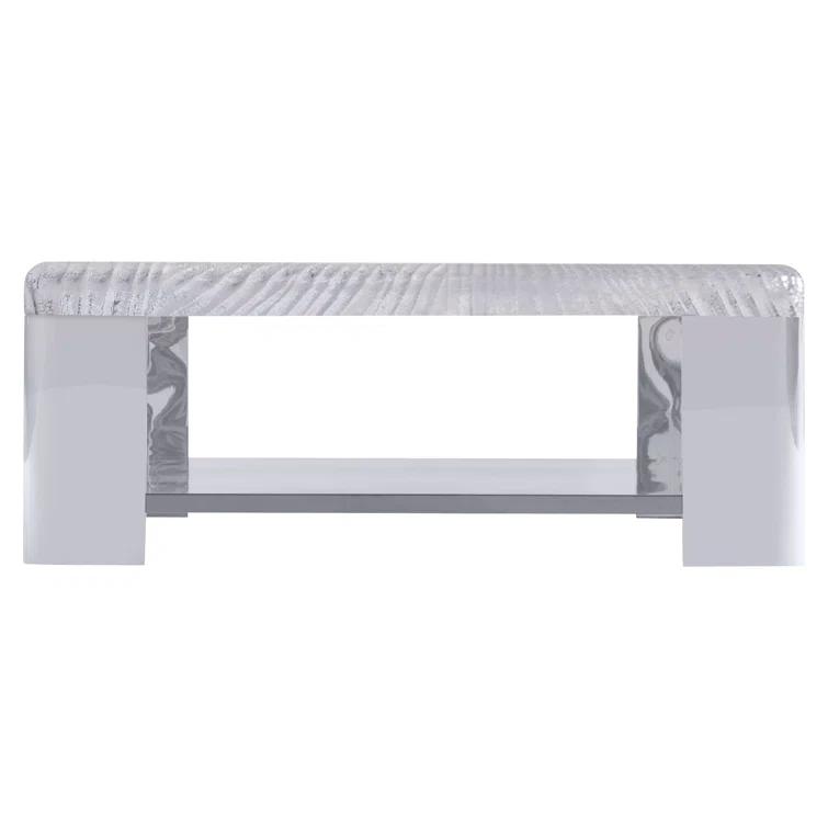 Silver Square Metal and Acrylic Transitional Cocktail Table