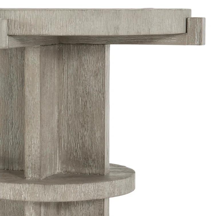 Light Shale Round Wooden Transitional End Table