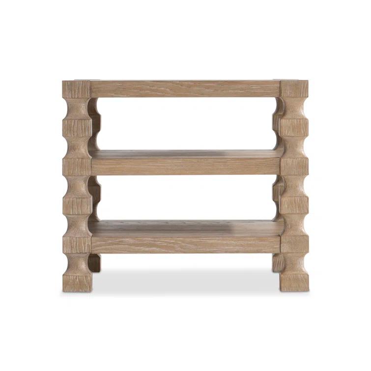 Medium Oak Rectangular Accent Table with Spindle Legs