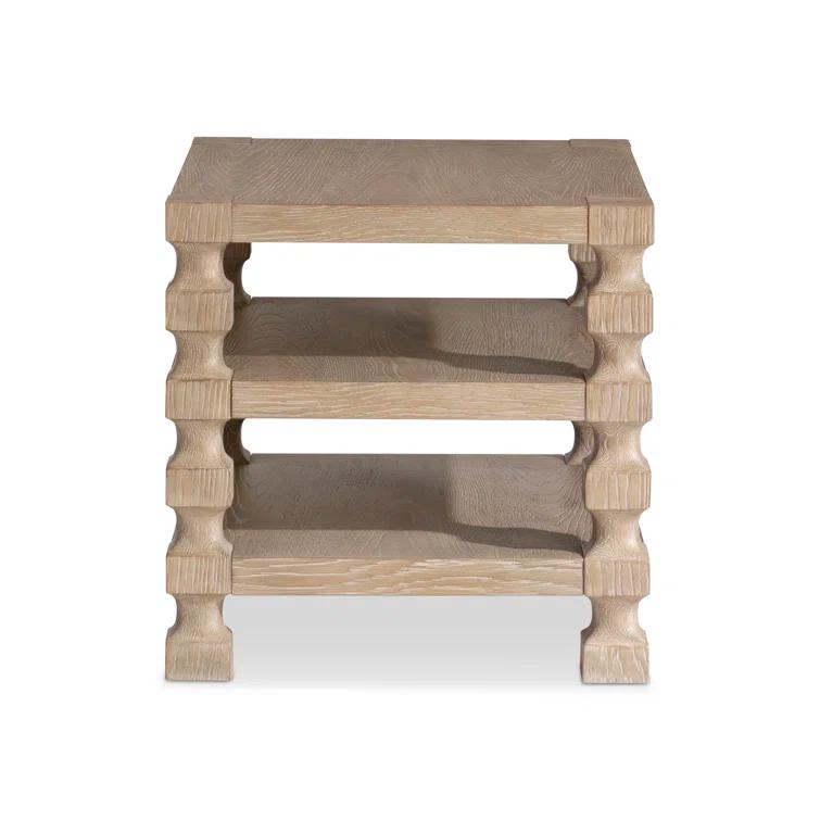 Medium Oak Rectangular Accent Table with Spindle Legs