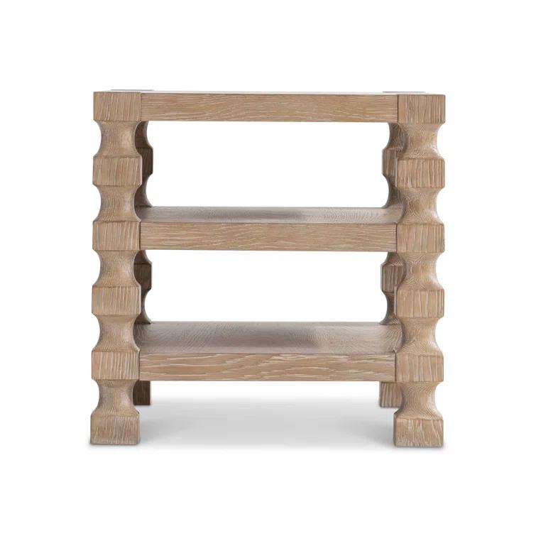 Medium Oak Rectangular Accent Table with Spindle Legs