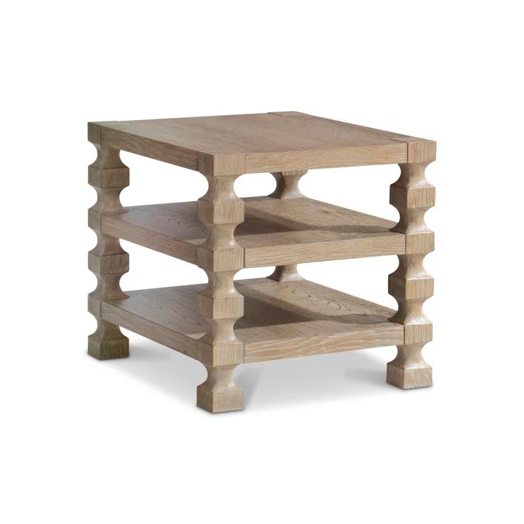 Medium Oak Rectangular Accent Table with Spindle Legs