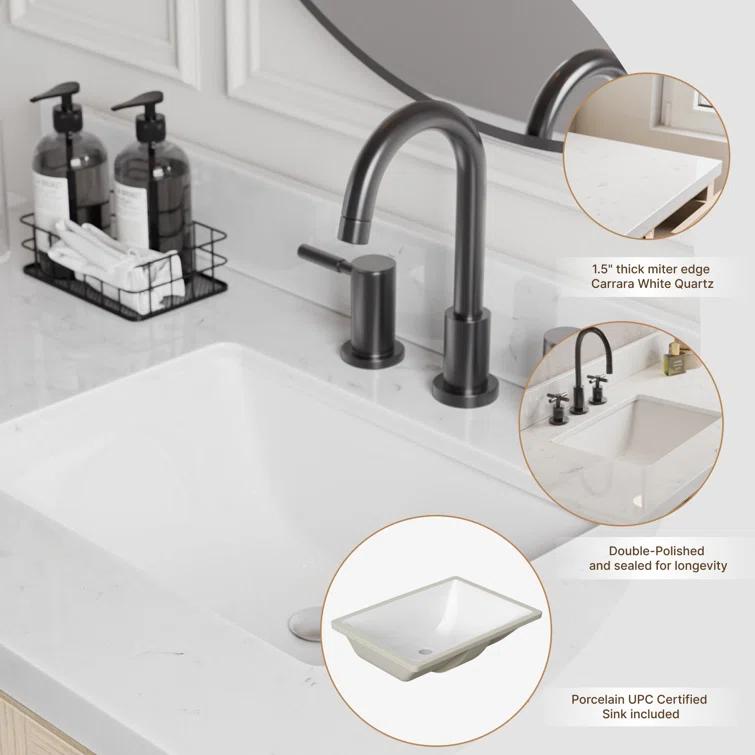 ARIEL Cambridge 48.25 Single Sink Bathroom Vanity with Carrara White Quartz Top