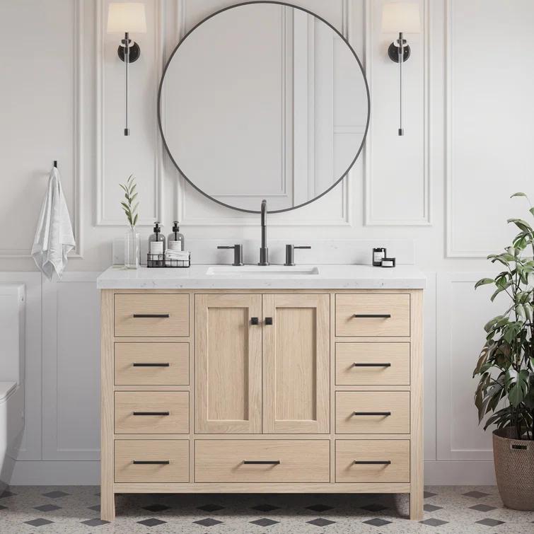 ARIEL Cambridge 48.25 Single Sink Bathroom Vanity with Carrara White Quartz Top