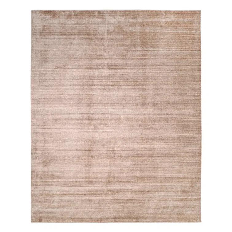 Solo Harbor Hand-Knotted Caramel Stripe Wool-Viscose 9' x 12' Area Rug