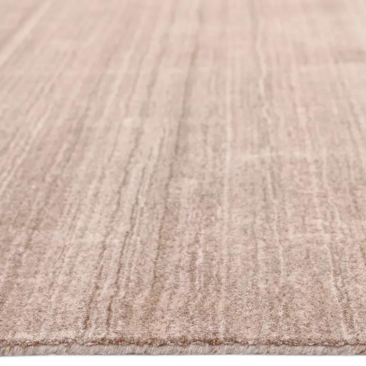 Solo Harbor Hand-Knotted Caramel Stripe Wool-Viscose 9' x 12' Area Rug