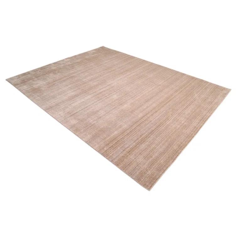 Solo Harbor Hand-Knotted Caramel Stripe Wool-Viscose 9' x 12' Area Rug