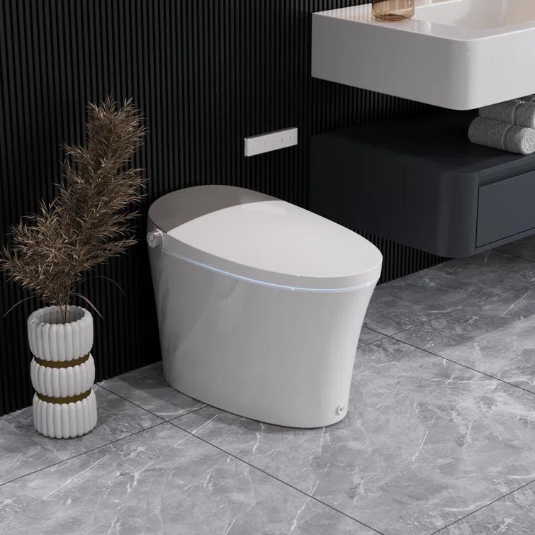 DeerValley DV-1S0150-V3 Smart Bidet Toilet Elongated, Auto Open/Close Lid, Seat Heat, Foot Kick & Blackout Flush, Premium