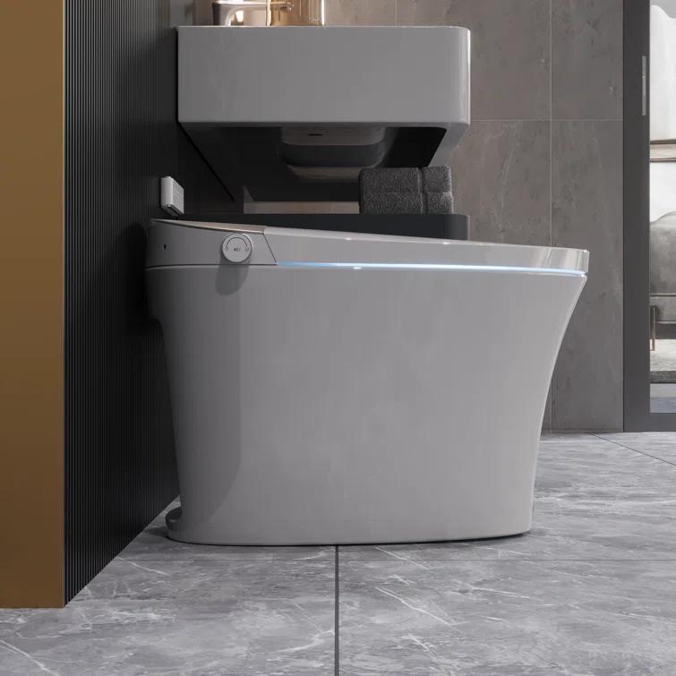 DeerValley DV-1S0150-V3 Smart Bidet Toilet Elongated, Auto Open/Close Lid, Seat Heat, Foot Kick & Blackout Flush, Premium