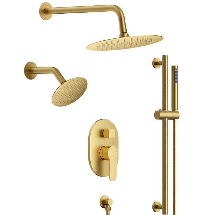 DualJetSpa 3-Function Round 10" & 6" Dual Shower Faucet System with Pressure Balancing Rough-In Valve