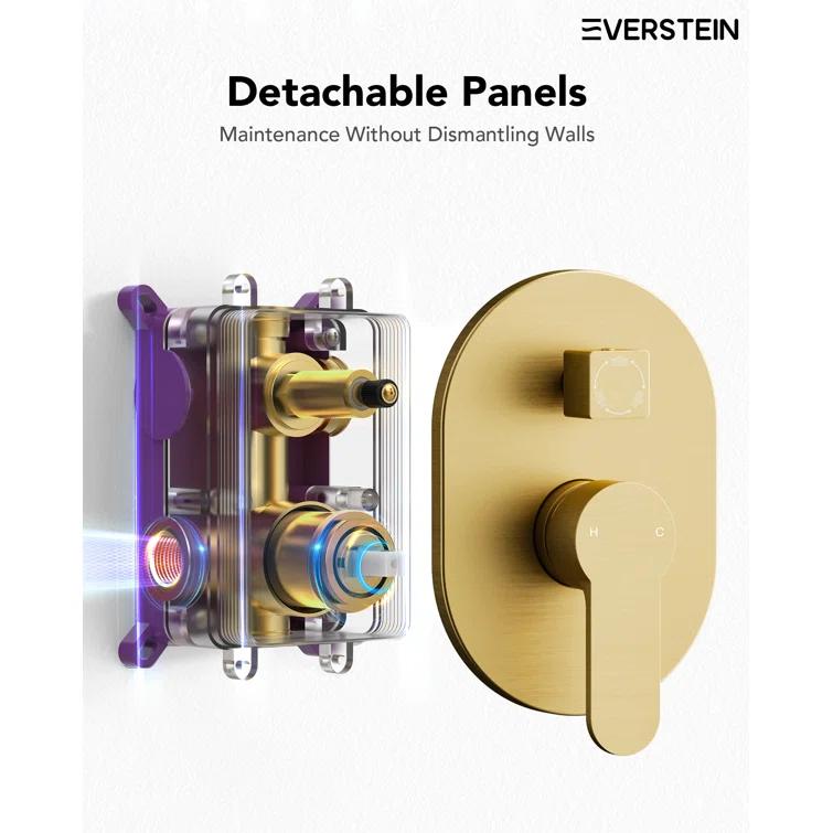 DualJetSpa 3-Function Round 10" & 6" Dual Shower Faucet System with Pressure Balancing Rough-In Valve