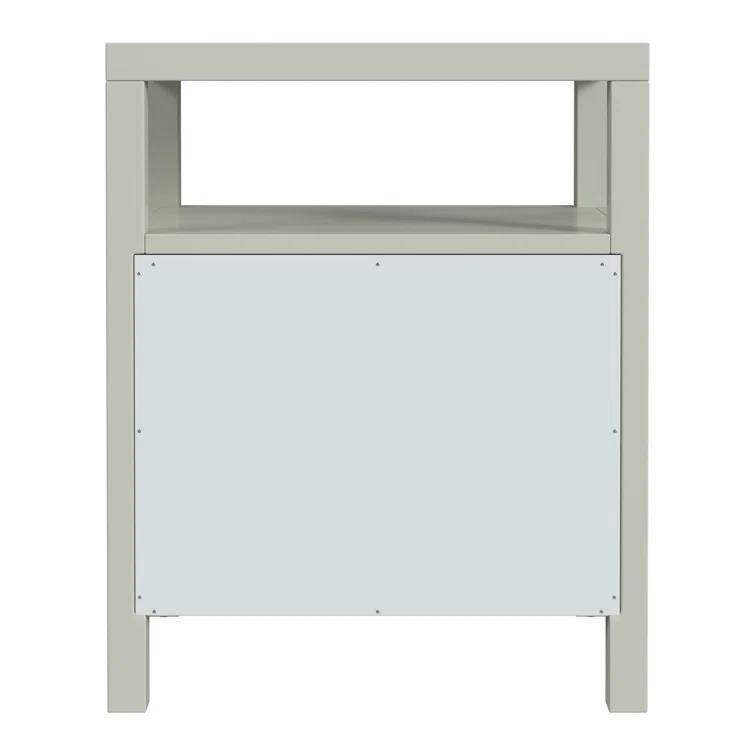 Sage Green Traditional 2-Drawer Nightstand with Open Shelf