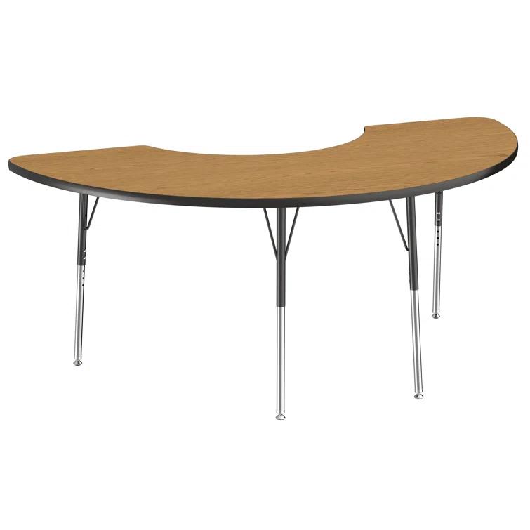 36" x 72" Half Moon T-Mold Activity Table with Adjustable Legs