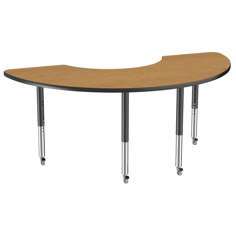 36" x 72" Half Moon T-Mold Activity Table with Adjustable Legs