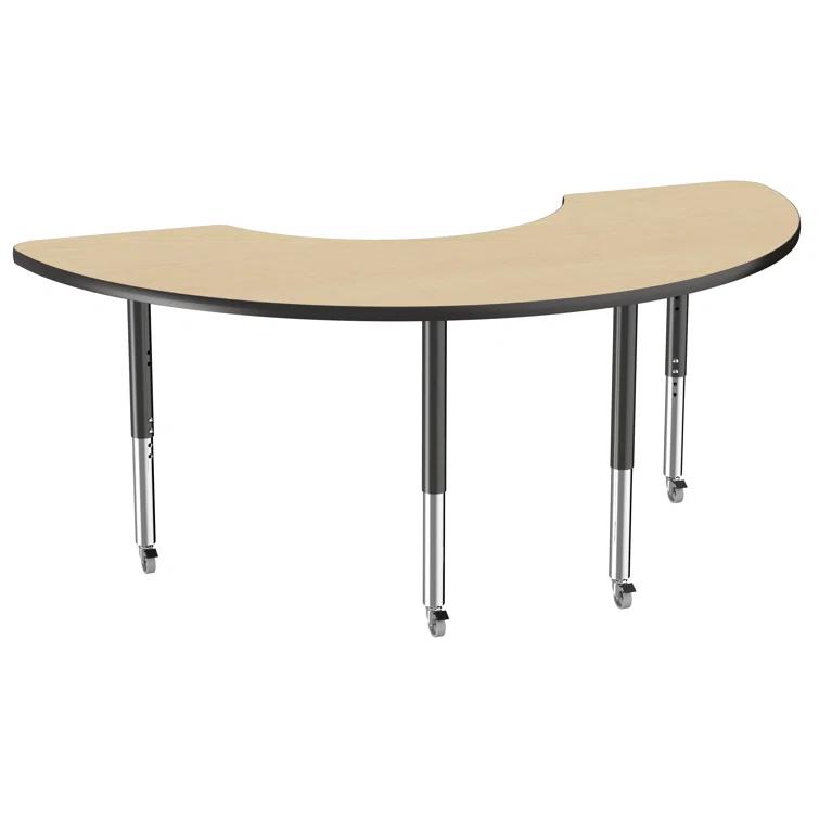 36" x 72" Half Moon T-Mold Activity Table with Adjustable Legs