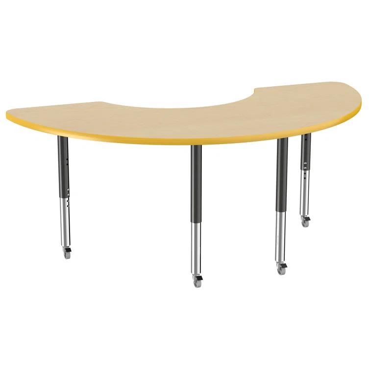 36" x 72" Half Moon T-Mold Activity Table with Adjustable Legs