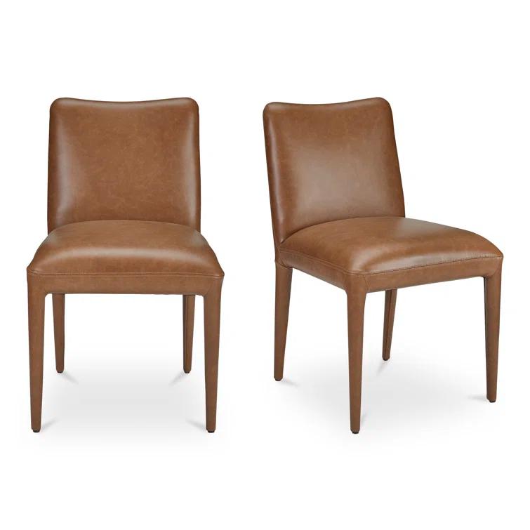 Brown High Back Upholstered Leather Dining Chair